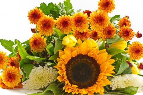 Local florist carefully arranging a colorful flower bouquet